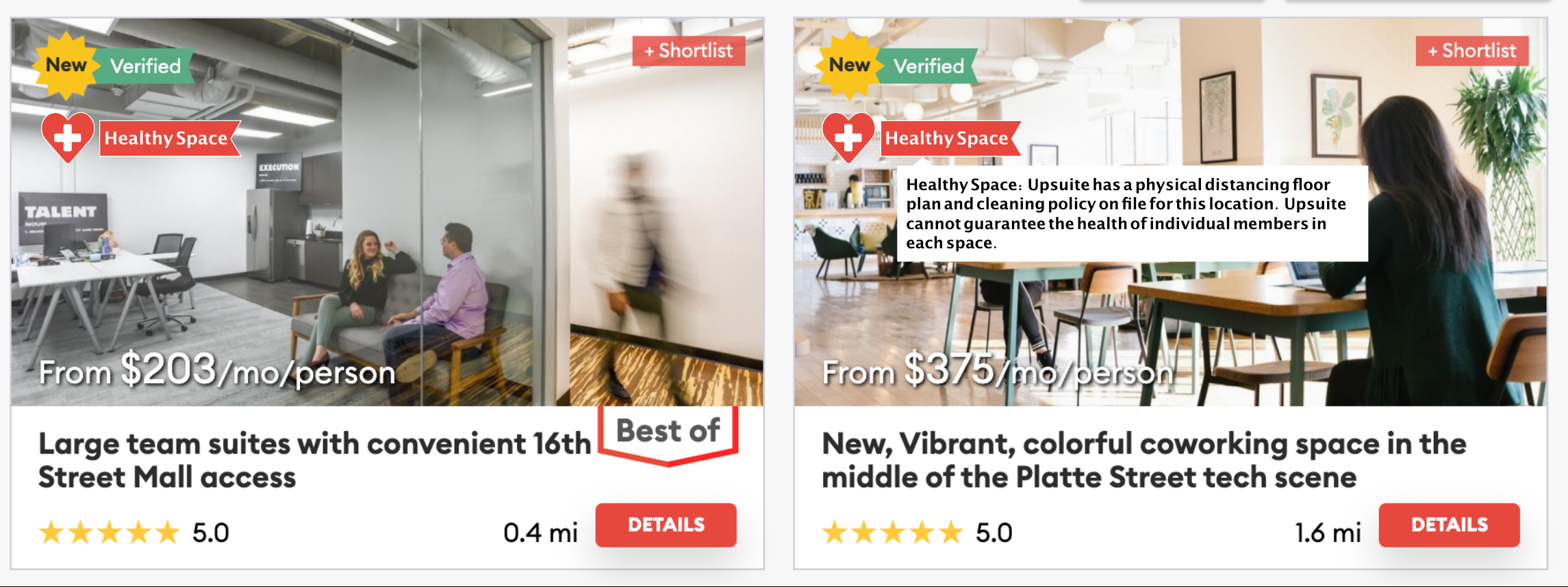 Upsuite Healthy Spaces Search Results