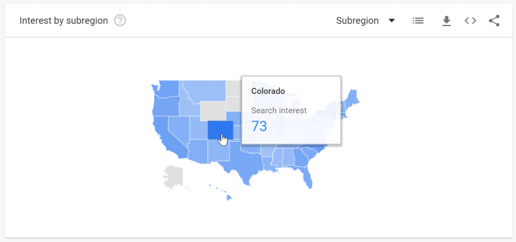 Google Trends - Coworking Search By Region